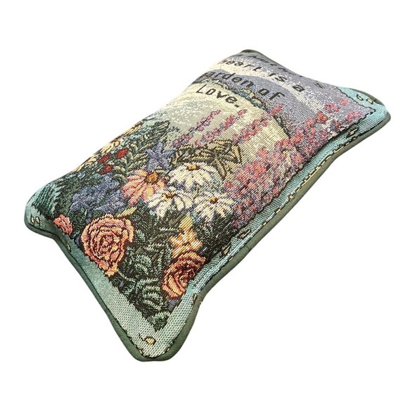 Decorative Needlepoint Pillow "A Mothers Heart Is A Garden Of Love" Floral Desig - Picture 2 of 6